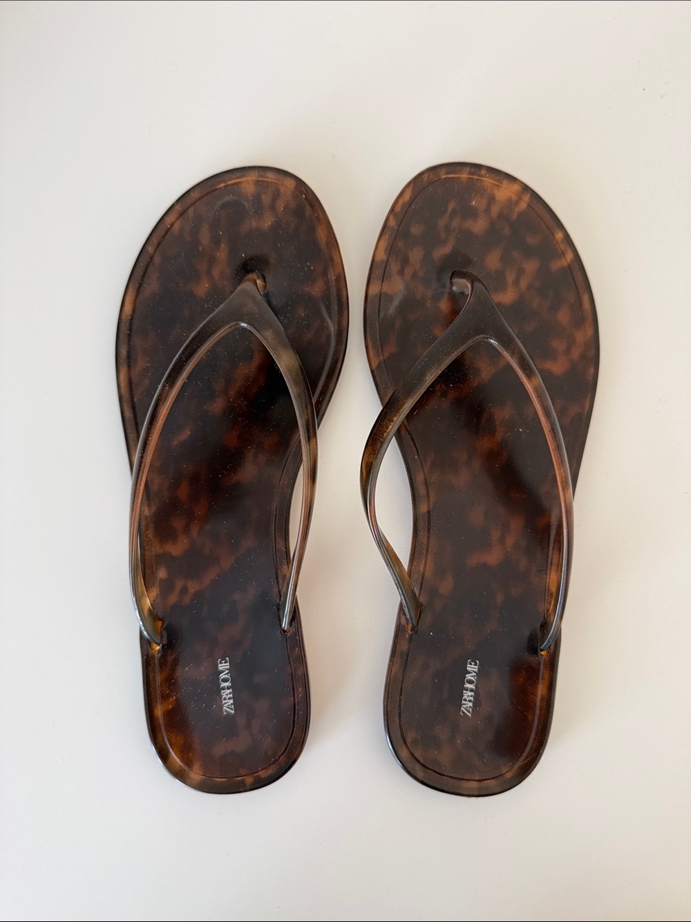 Zara Home Brown Jelly Flip Flop Sandals 6.5